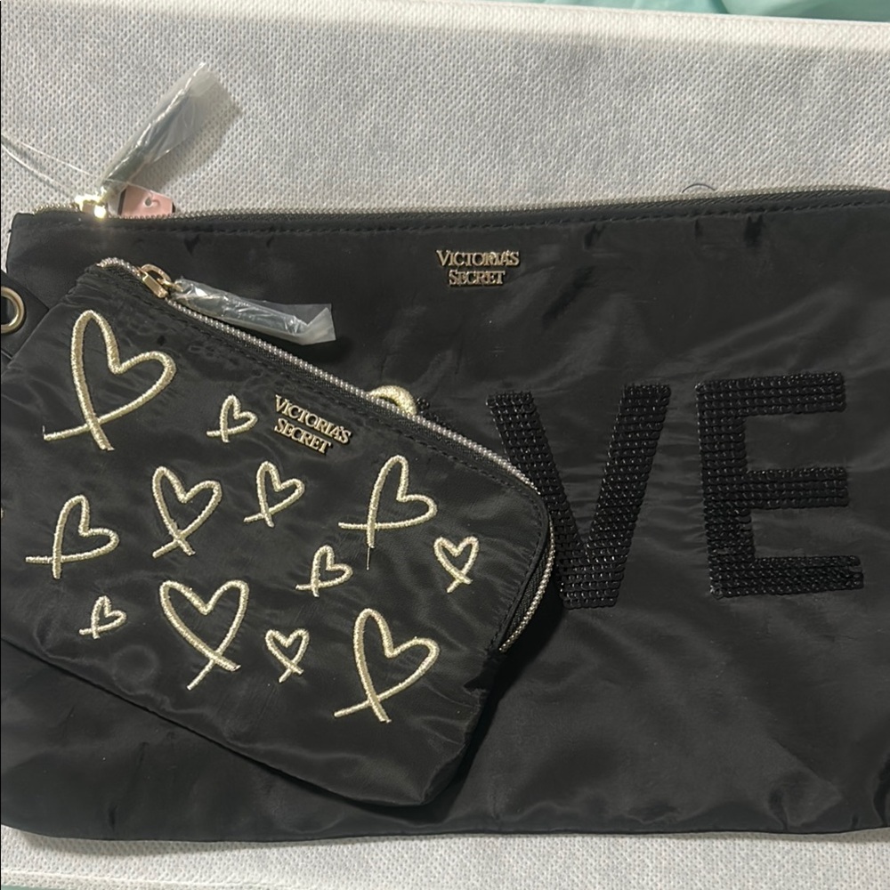 Victoria's Secret Black and Gold Cosmetic Bag Collection